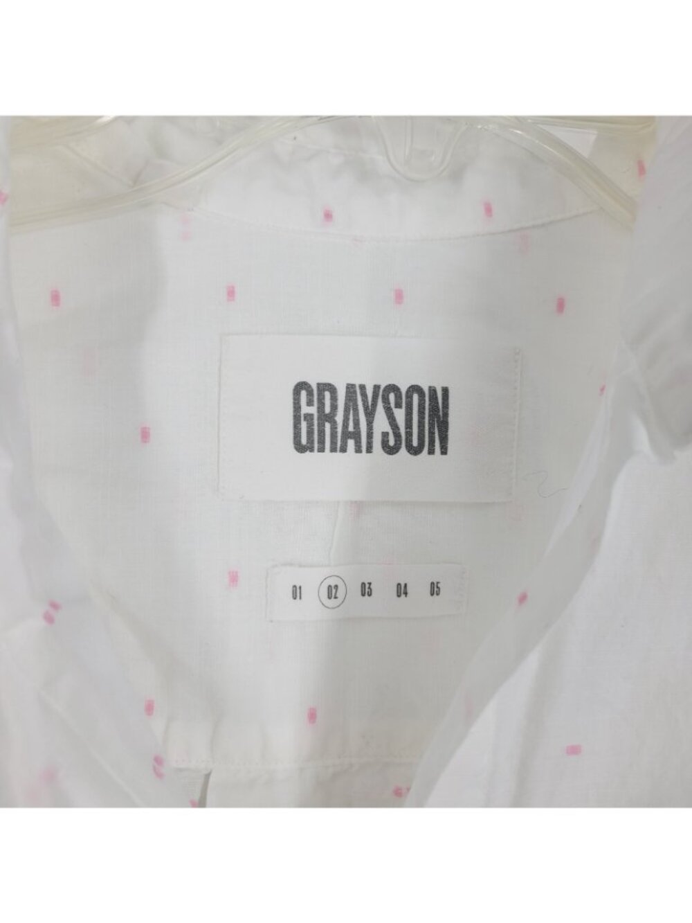 Grayson The Hero 02 White Pink Dobby Dot Shirt Preppy Coastal Chic small beachy - Picture 2 of 4